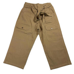 Happy X Nature Pants Womens 10 Tan Cargo Wide Leg Cropped Utility High Rise